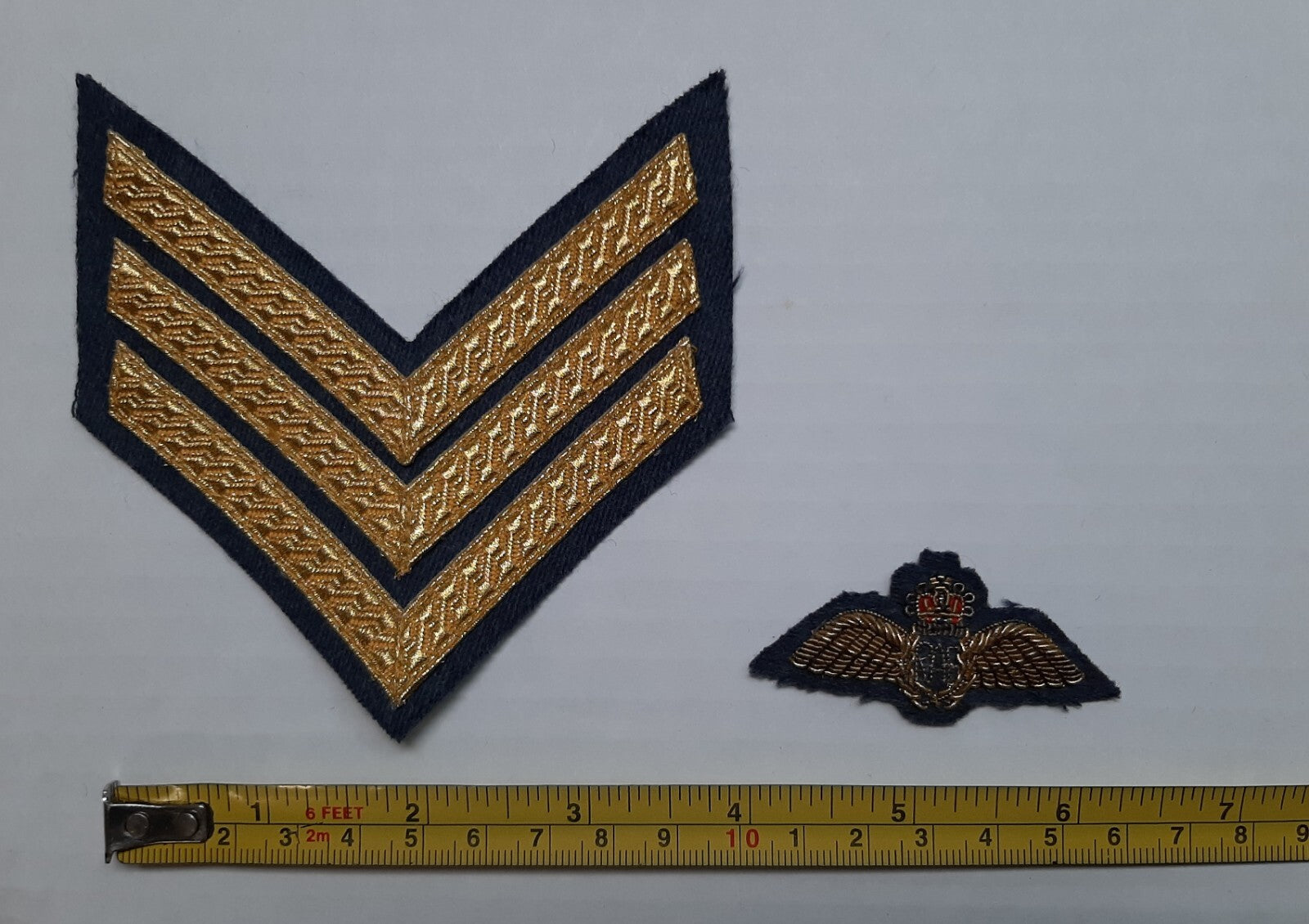 RAF Royal Air Force Embroidered Patches Air Force 3 Chevrons and Q/C Full Brevet