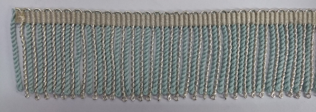 Silver & Light Blue Mylar Thread Fringe 45mm Drop / Epaulette Fringe