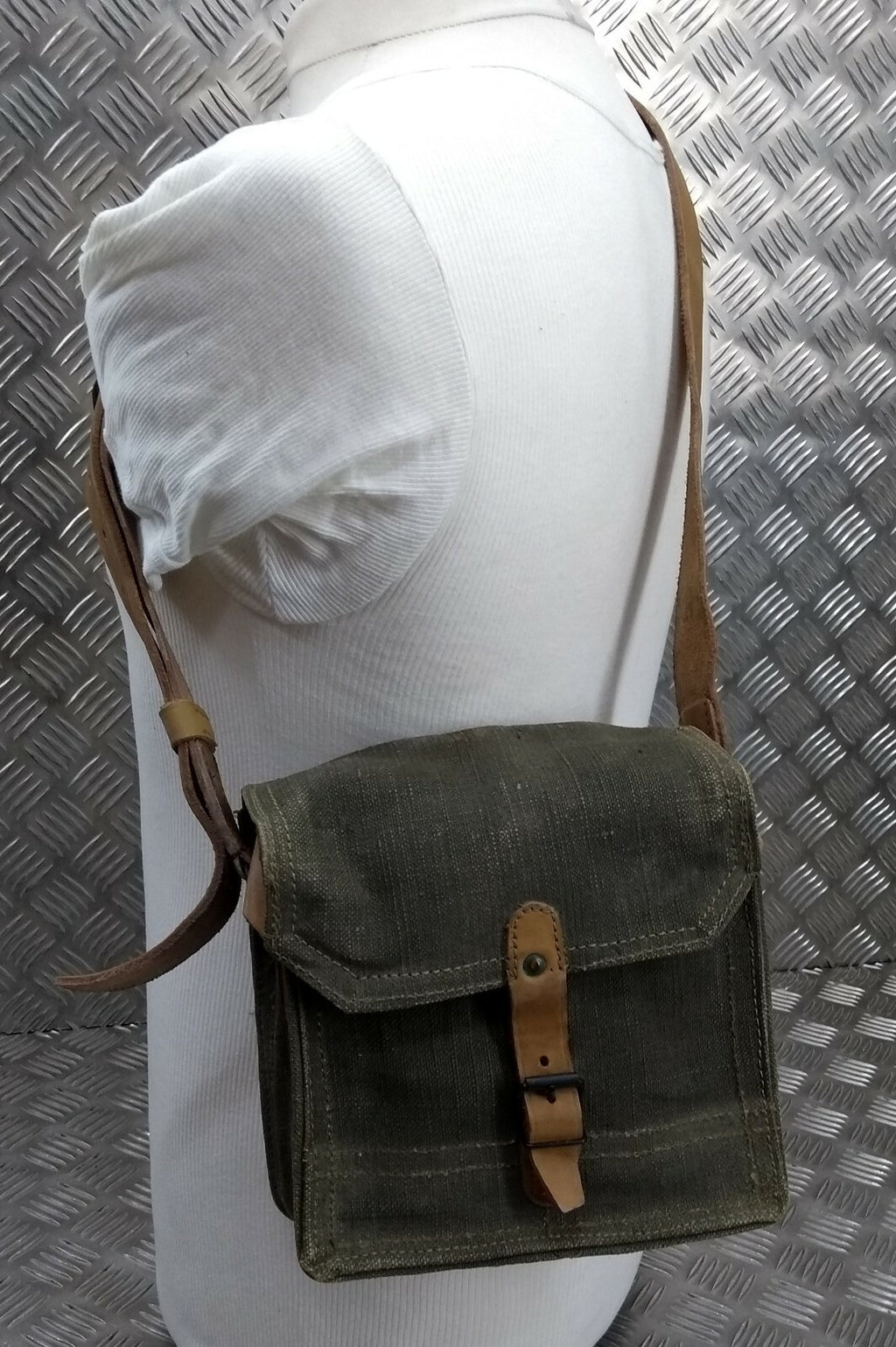 Genuine Vintage French Canvas Utility or Ammunitions Side Bag Carrier