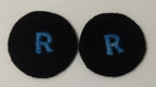 Genuine Royal Navy Issue APPT Patches Blue "R" on Black Felt 1 Pair - ASPS66