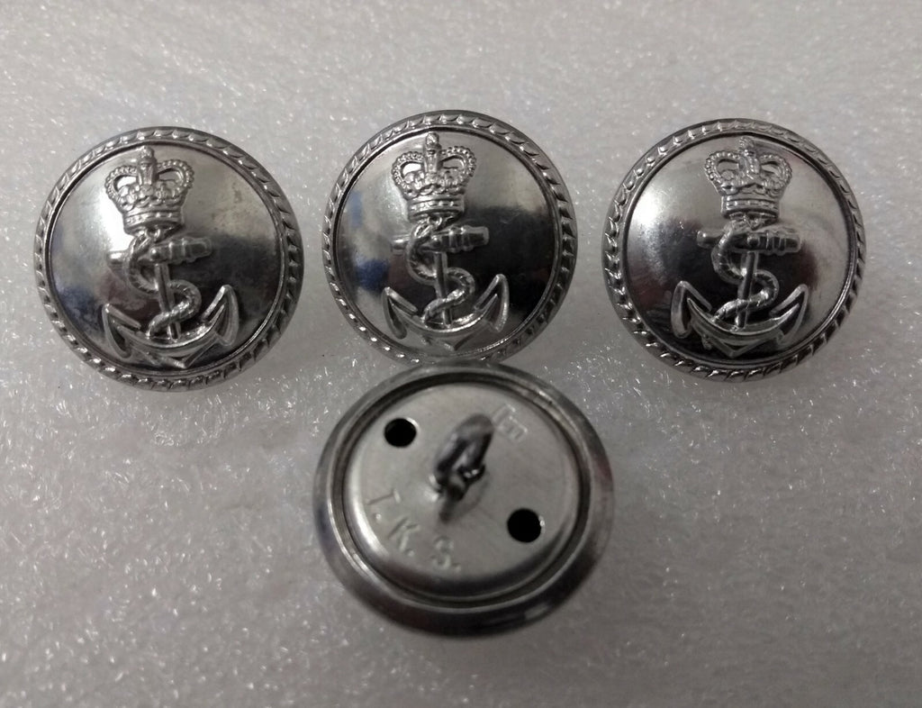 Genuine British Royal Navy Issue (RN) Silver Buff Anchor Insignia Buttons 36L
