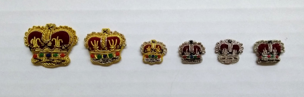 Army Crowns Gold/Silver With Crimson Padding Hand Embroidered H/E Insignia X6
