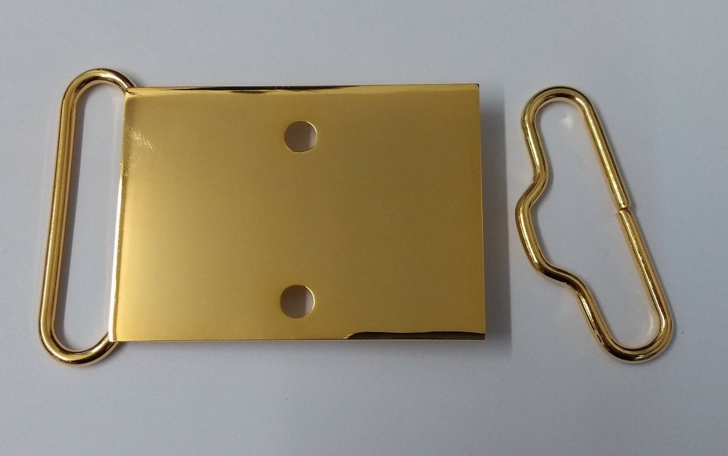 Genuine British 2" Hi Sheen Gilt Plate Buckle Set No Insignia