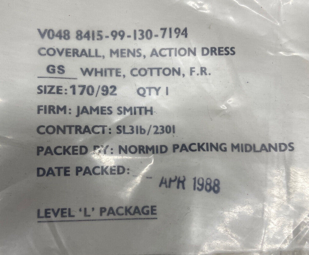 Coveralls Mens Action Dress FR Cotton Fire Resistant Genuine Issue Marked