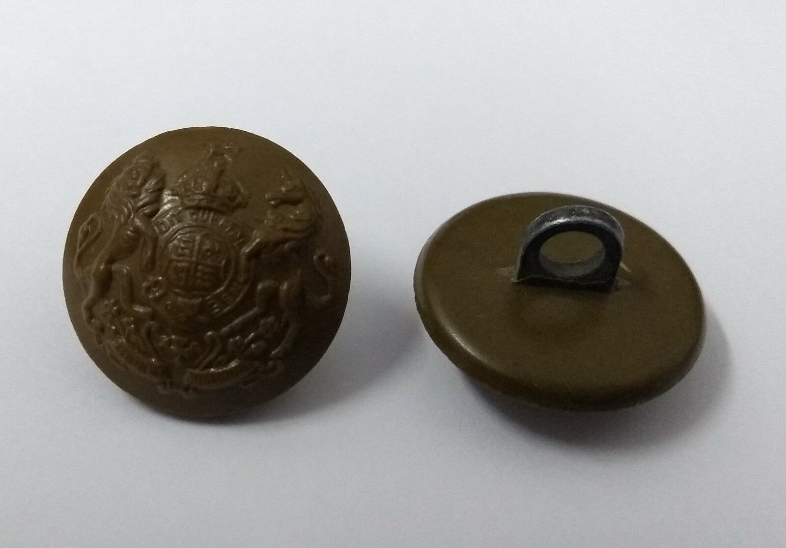 Genuine Vintage British Army Kings Crown General Service Coat of Arms Buttons x2
