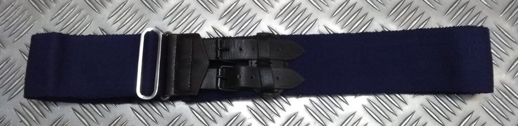 Royal Navy Blue Stable Belt Double Leather Straps & Chrome Slide Adjust Max 34"