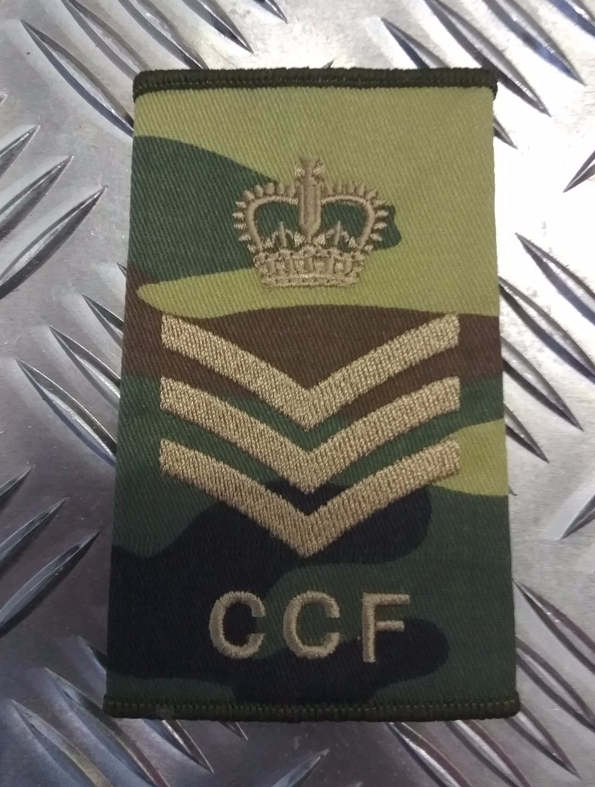 CCF Staff Sergeant Rank Slide /Epaulette British Army DPM Woodland CAMO NEW