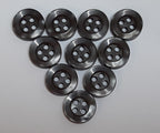 Buttons 50 Vintage 4 Hole for Dress Shirts Pearlesque Black / Grey 10.7mm NOS