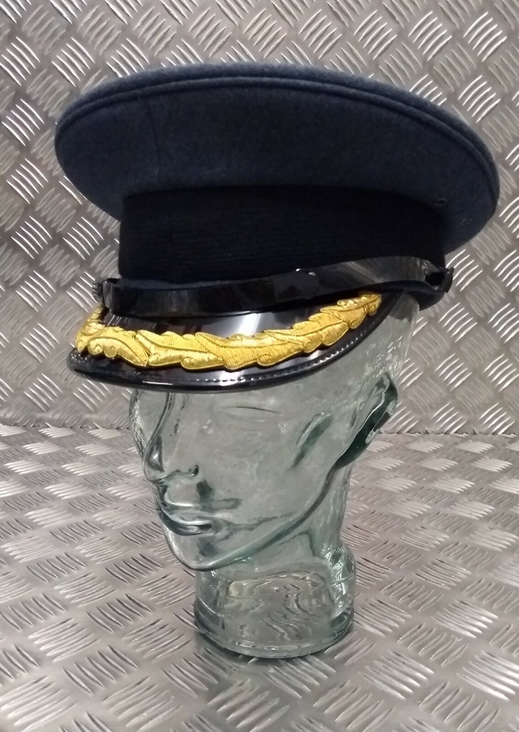 Vintage OFC Hat RAF Royal Air Force Blue grey Colour Visor Cap Oakleaf Peak (Scrambled Egg)