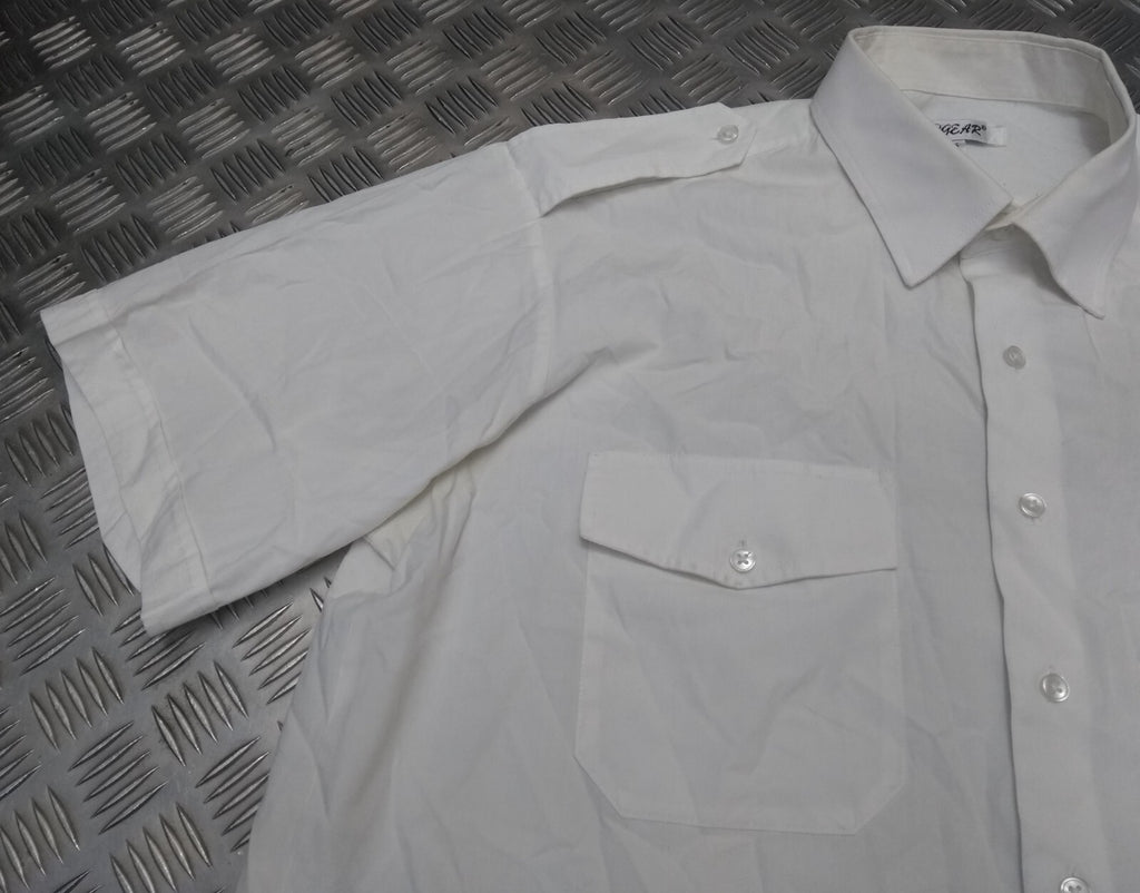OPG White Uniform Shirt Short Sleeve With Epaulettes Collar 17.5"