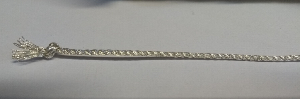 Silver Twisted Metallised Polyester String Braid 1.5mm / sold by 10" length