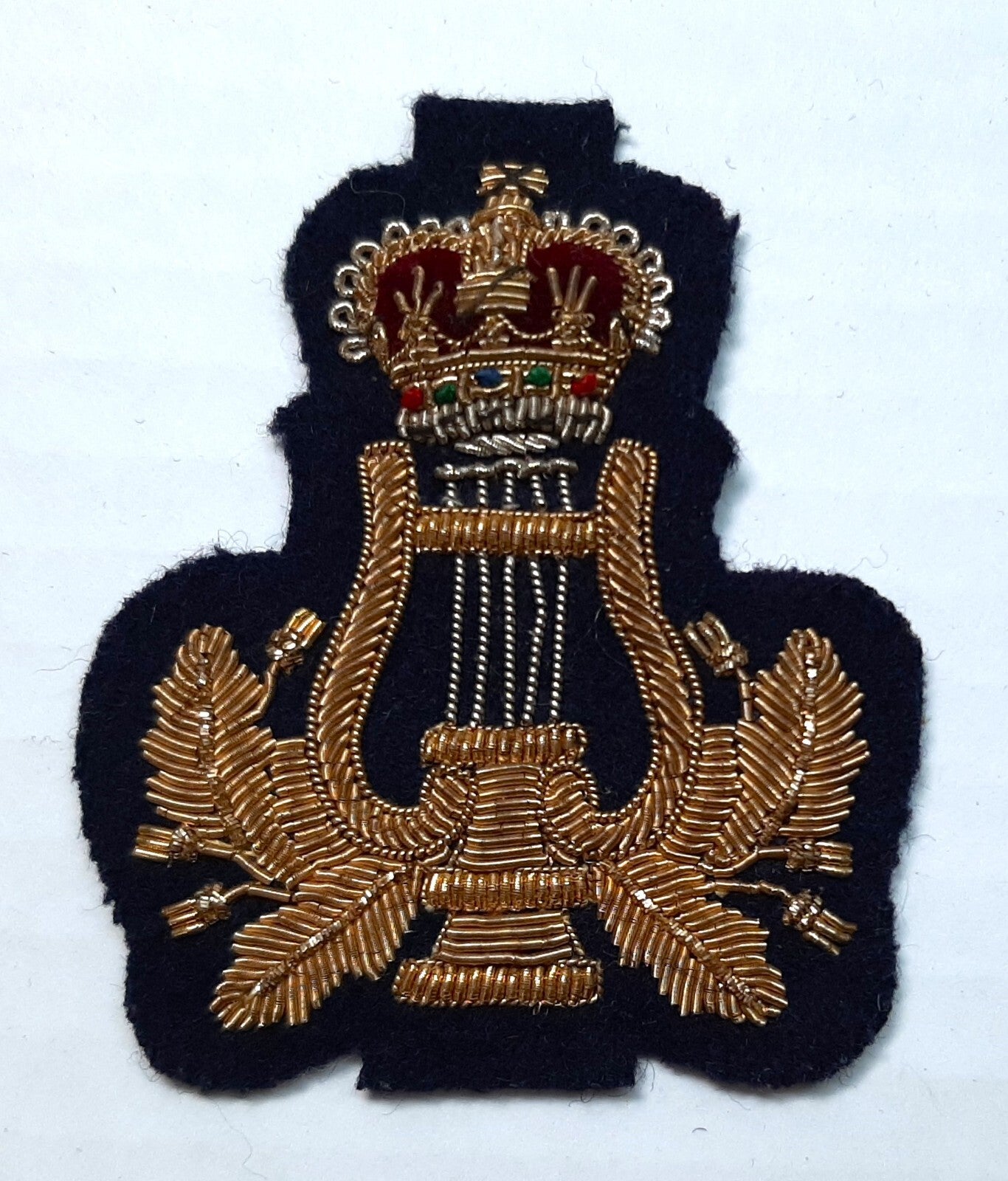 Lyre and Crown No1 and Ceremonial Dress British Army Blue Embroidered Arm Patch