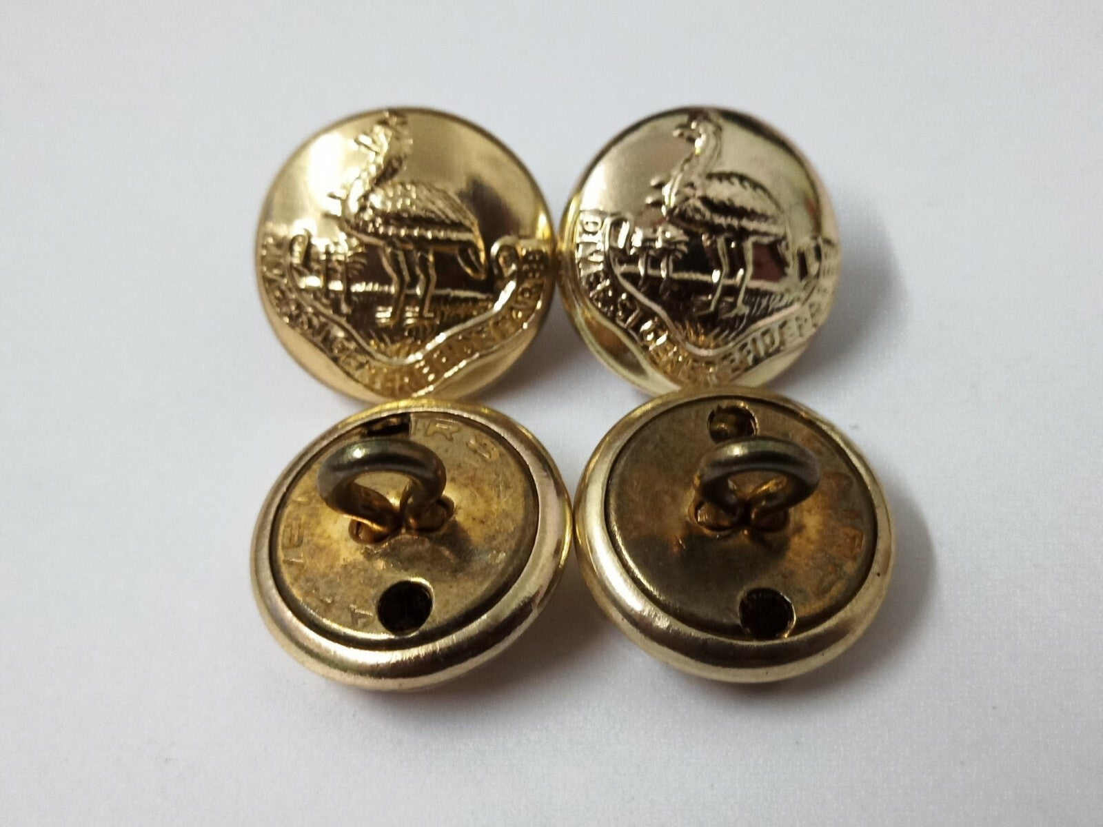 Genuine Vintage Rhodesia Regimental Insignia Gold Ring Buttons 14mm X4 V476