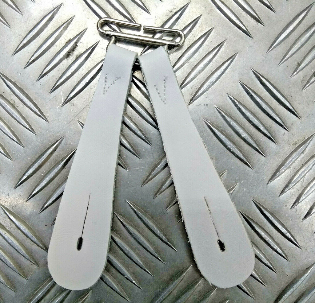 White Leather Brace Replacement Tab for Buttons / Braces