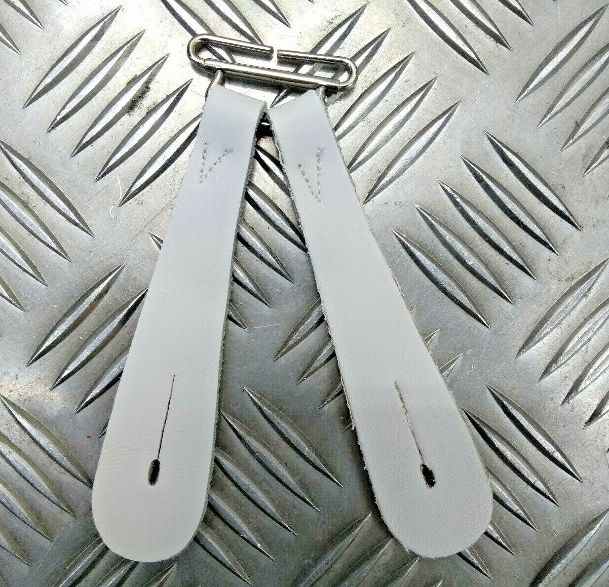 White Leather Brace Replacement Tab for Buttons / Braces