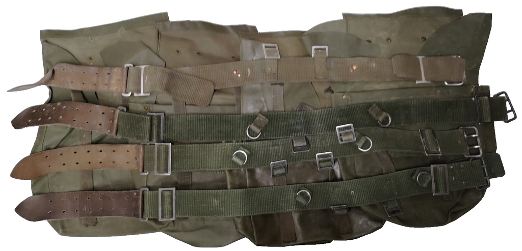 Vintage Army Issue Heavy-duty Backpacks x4 & Belts x4 Heavy Wear with Defects