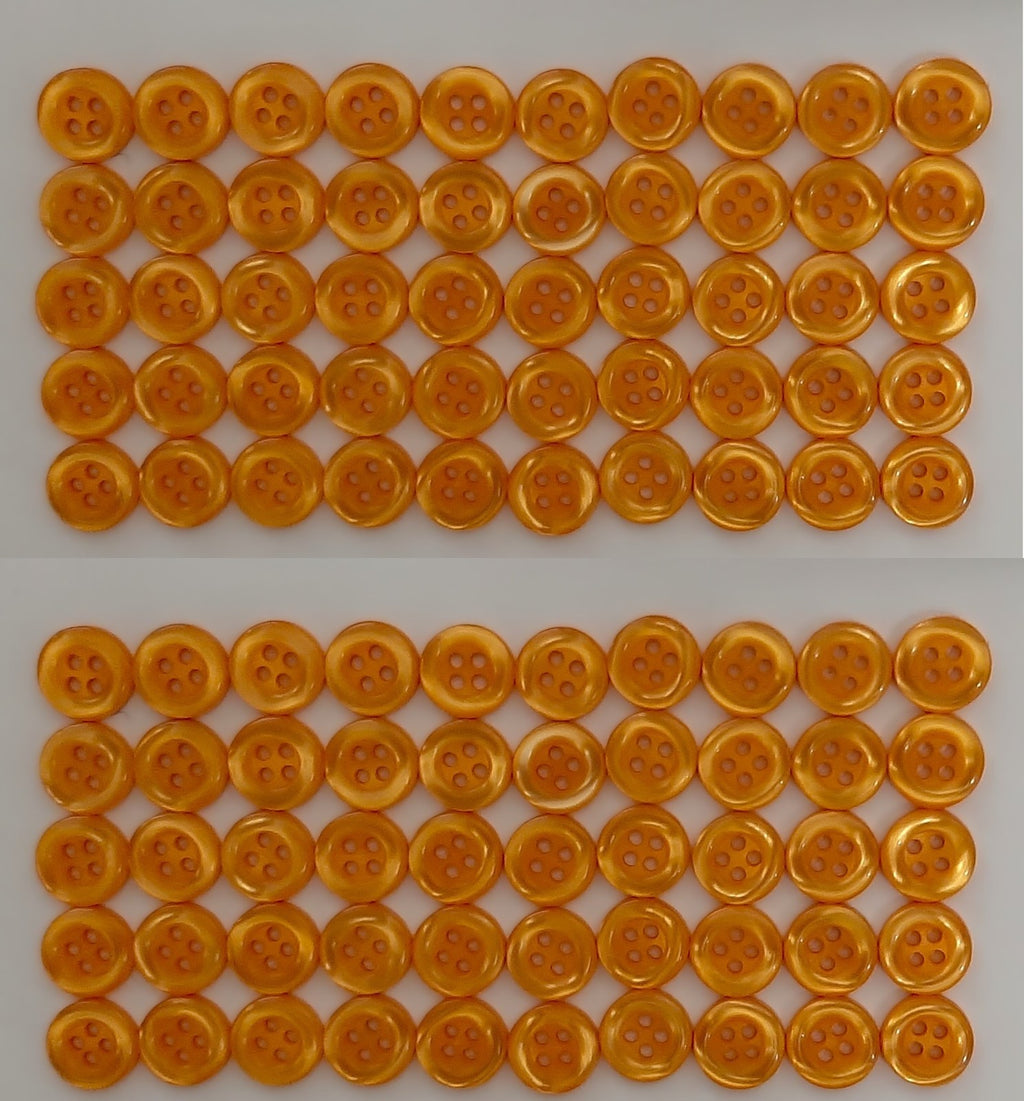 Buttons 100 Vintage 4 Hole Shirt / Shank Anchors Pearlesque Orange 10.9mm NOS