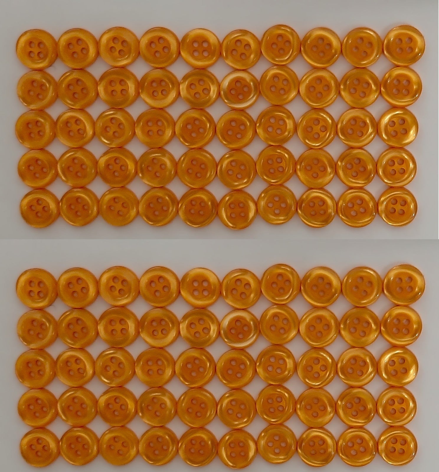 Buttons 100 Vintage 4 Hole Shirt / Shank Anchors Pearlesque Orange 10.9mm NOS