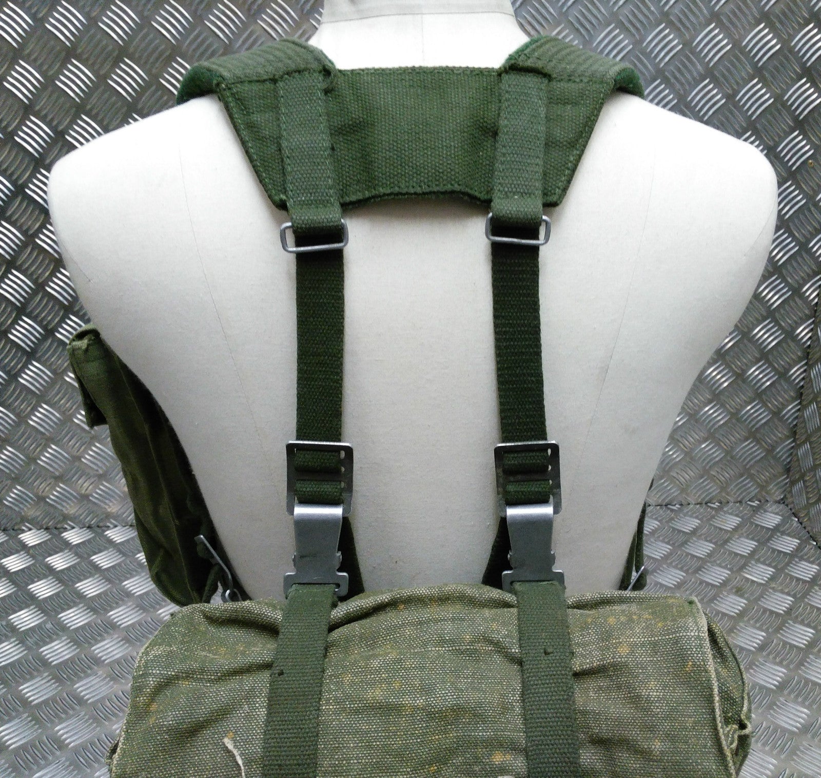 Genuine Vintage Army Heavy Canvas Set Backpack Belt Harness & Pouches Grade 1