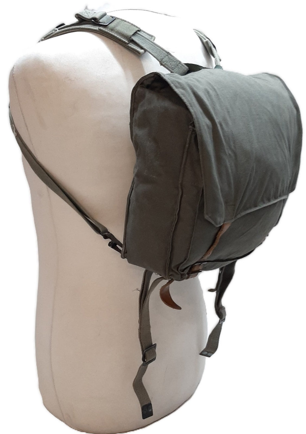 Vintage Army Backpack Cotton Canvas Small Back Pack Field Bag Grey/Green