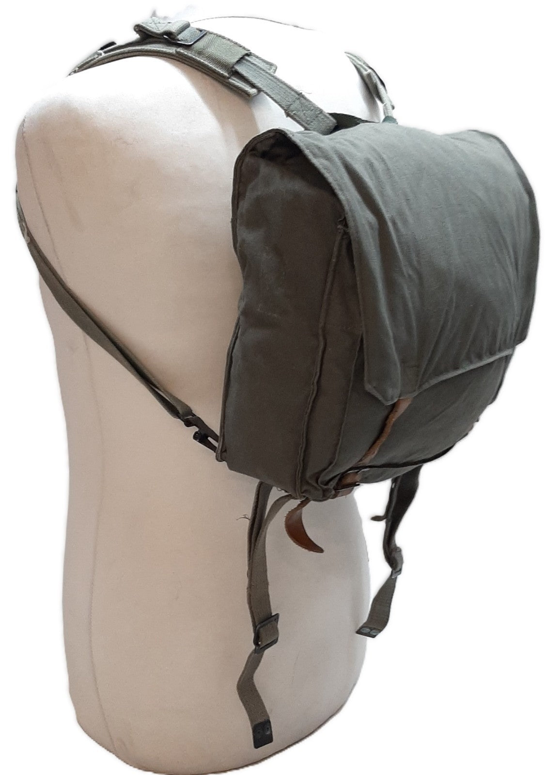 Vintage Army Backpack Cotton Canvas Small Back Pack Field Bag Grey/Green