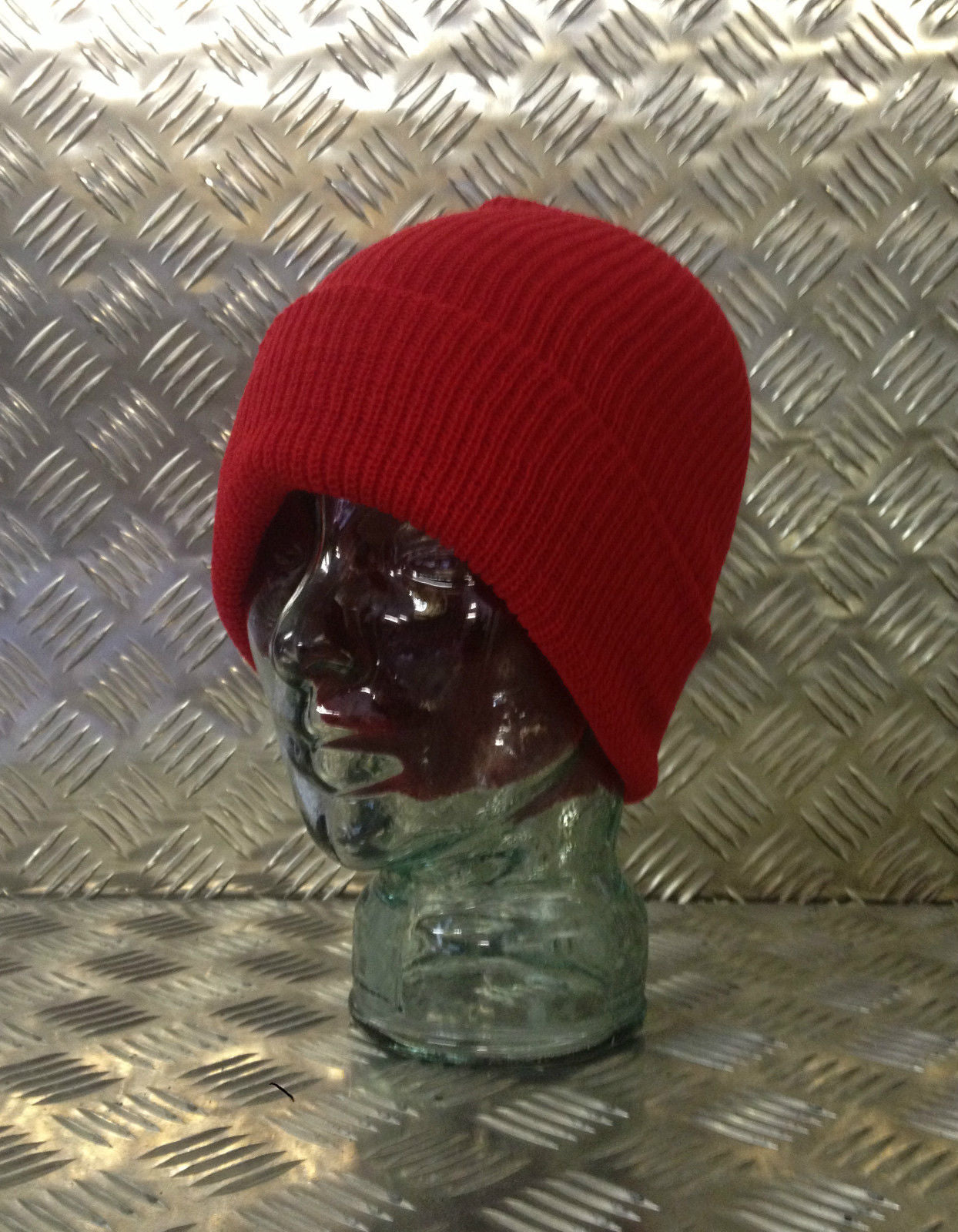 Red Knitted Beanie Hat / Watch Cap / Woolly Hat - One size - NEW