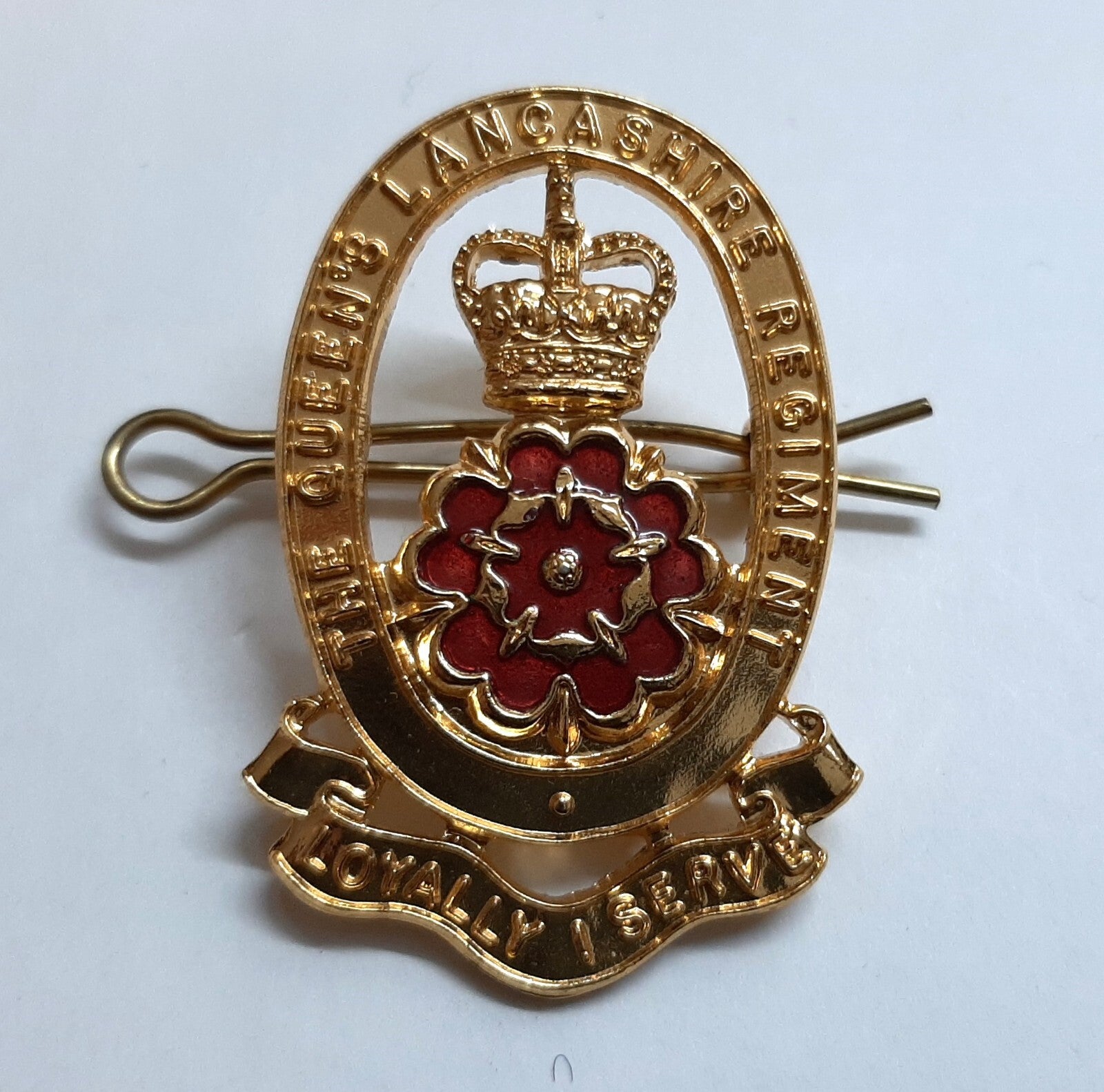 QLR Hat Badge British Army Queen's Lancashire Old Pattern ..Loyally I Serve..
