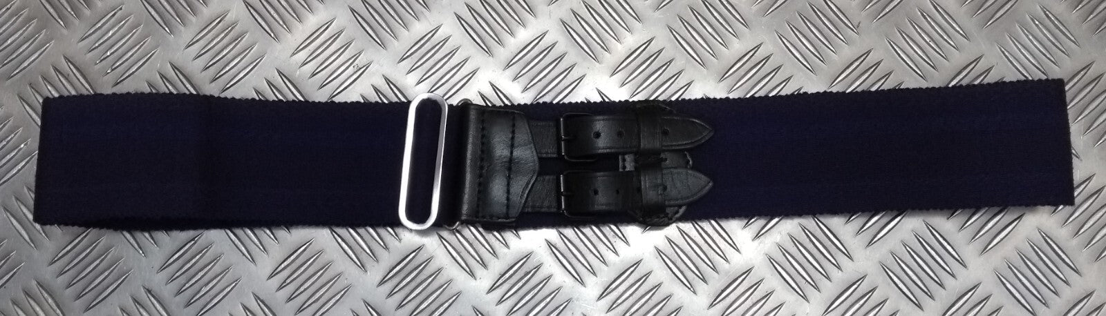 Royal Navy Blue Stable Belt Double Leather Straps & Chrome Slide Adjust Max 34"