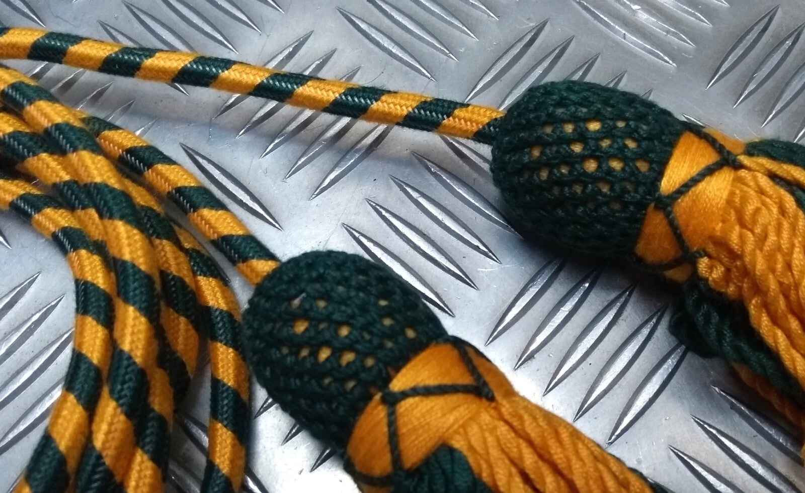 Pipers & Bugle Cord For Ceremonial Parade Dress 2 Tone Gold & Green With Tassels