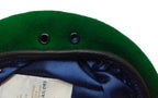 Mid Green Beret Goldings British Army Pattern Wool / Silky Lining & Leather Trim