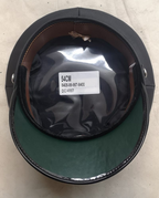 Officers Style Black Peaked Cap Hat with Chin Strap Fancy Dress Size 54cm