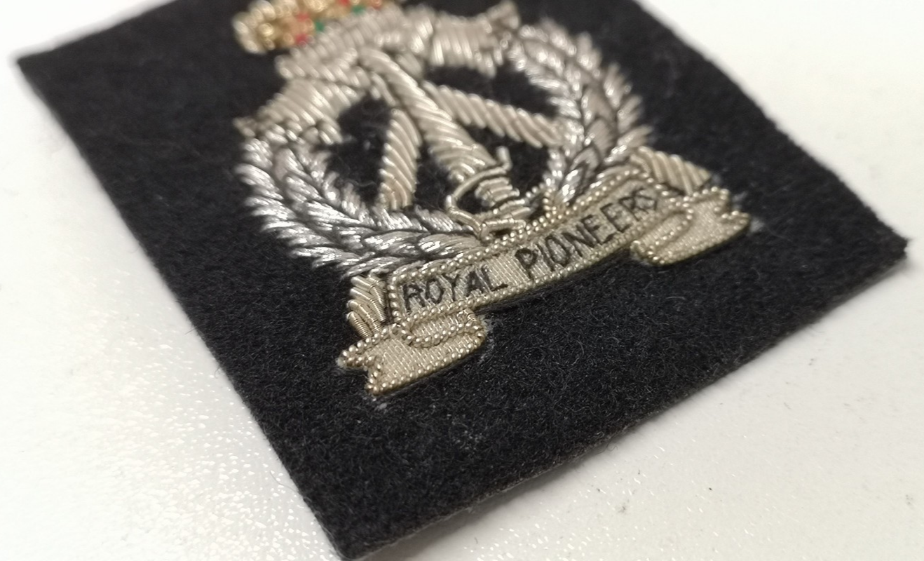 Royal Pioneer Corps Patch Wire Braided Insignia on Black Felt