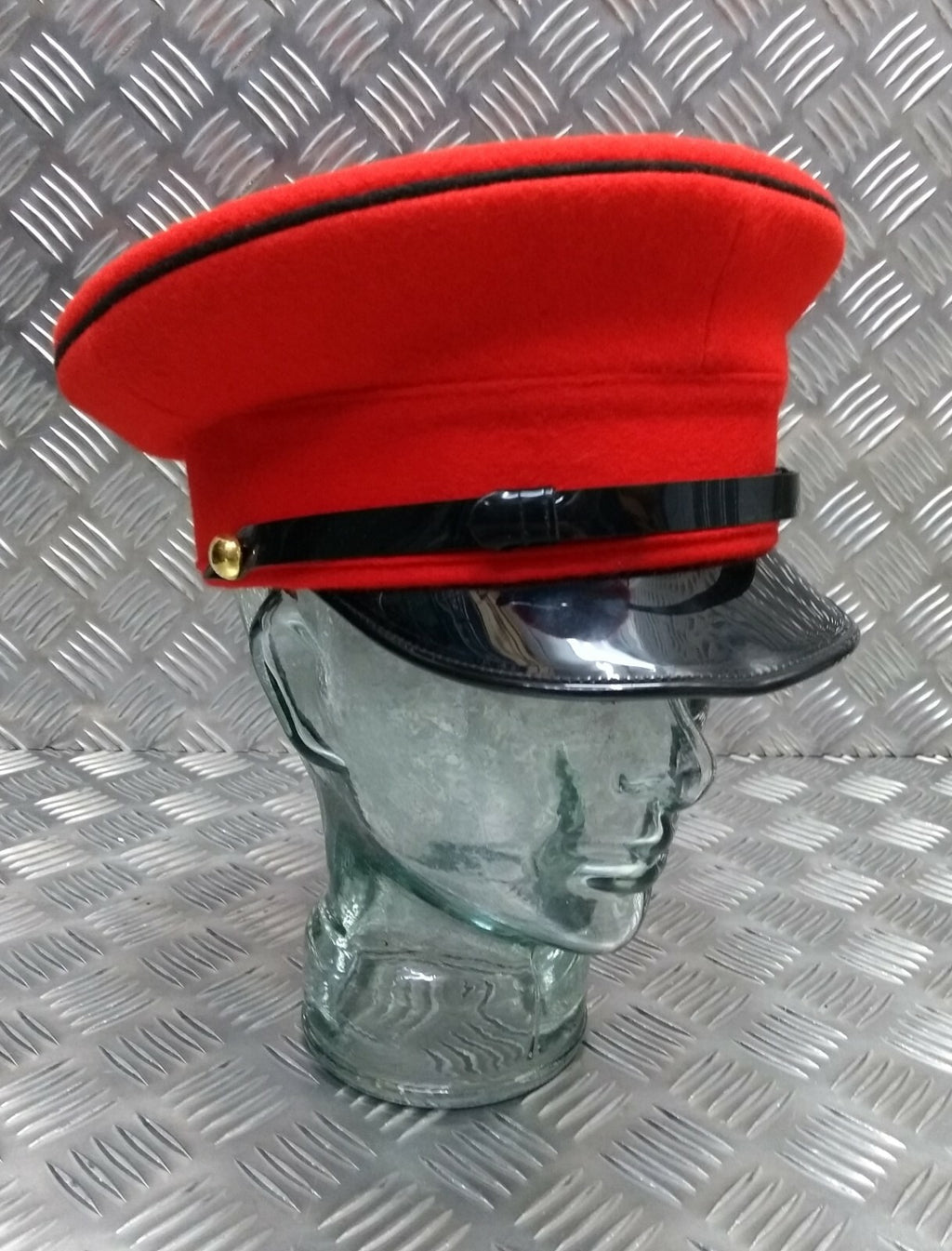 No1 Red Uniform Dress Hat With Plain Buttons & Chinstrap Made in England 55cm