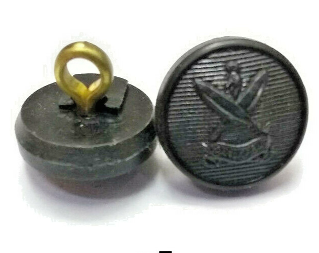 Uganda Army Style Buttons, Subdued Black Plastic, Ring Shank 22L x10 NEW