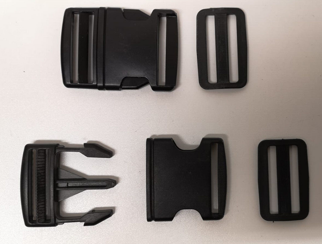 Side Release Buckle with Adjuster Black Plastic 2 pairs