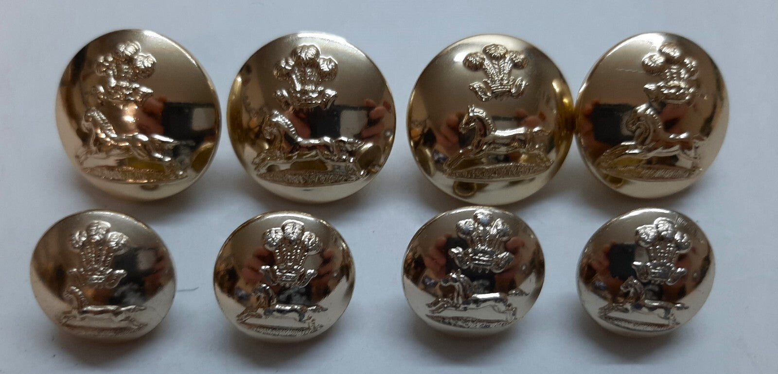 No2 Dress Button Set Officer Rank Prince of Wales Own Regiment of Yorkshire