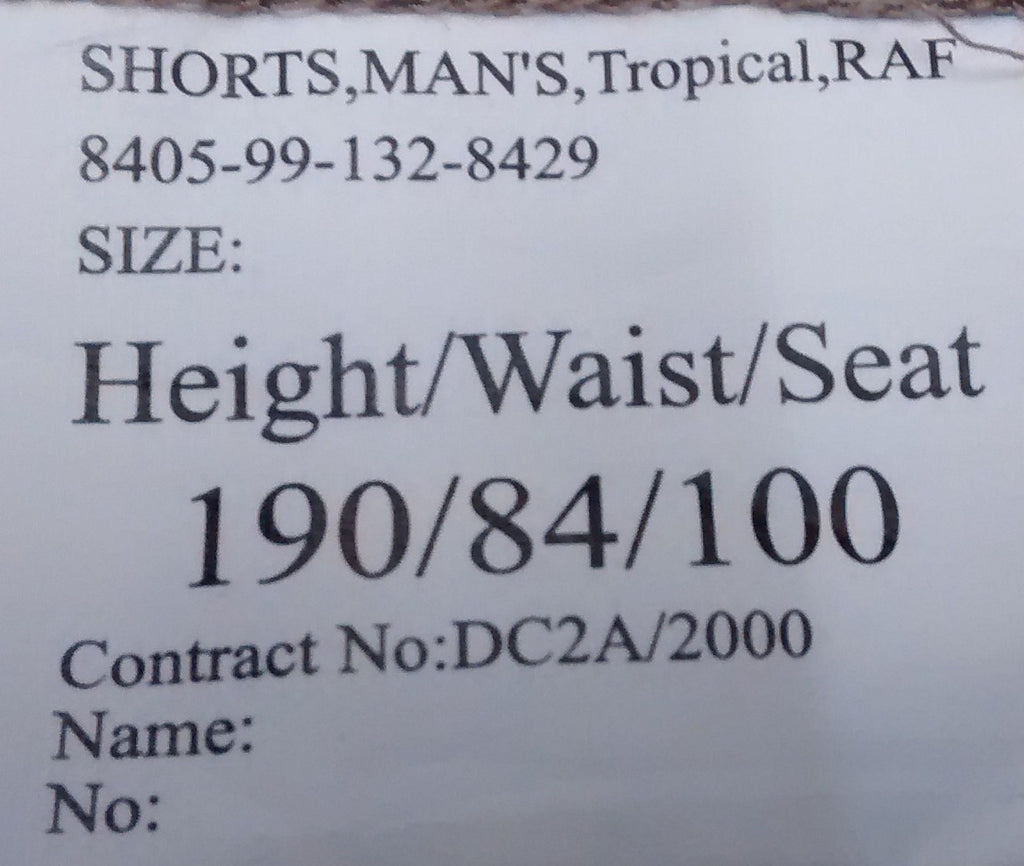 Shorts Tropical Stone / Desert / Jungle / Safari RAF Royal Air Force Pattern Asst Sizes