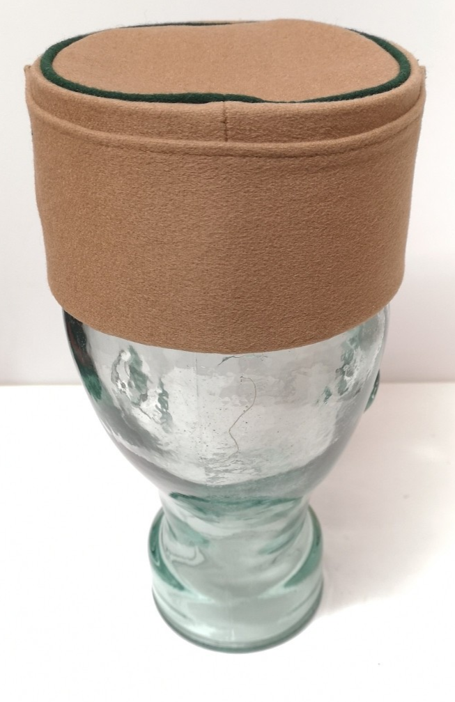 Beige Female Peaked Kepi Cap with Dark Green Rim 50cm