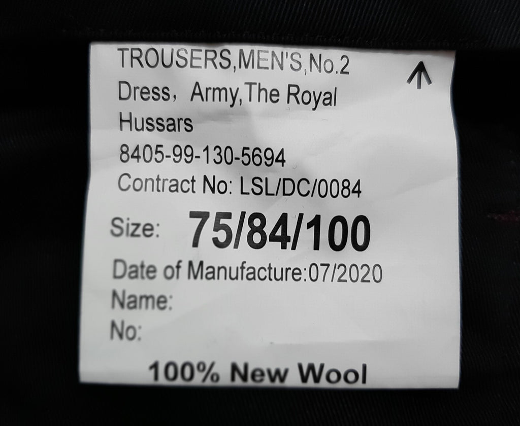 Royal Hussars Trousers British No2 Number Two Dress UK Army (KRH) Size W32" L30"
