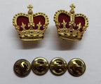 British Crowns Rank Insignia Royal Crown With Red Cushion & Clutch Pins