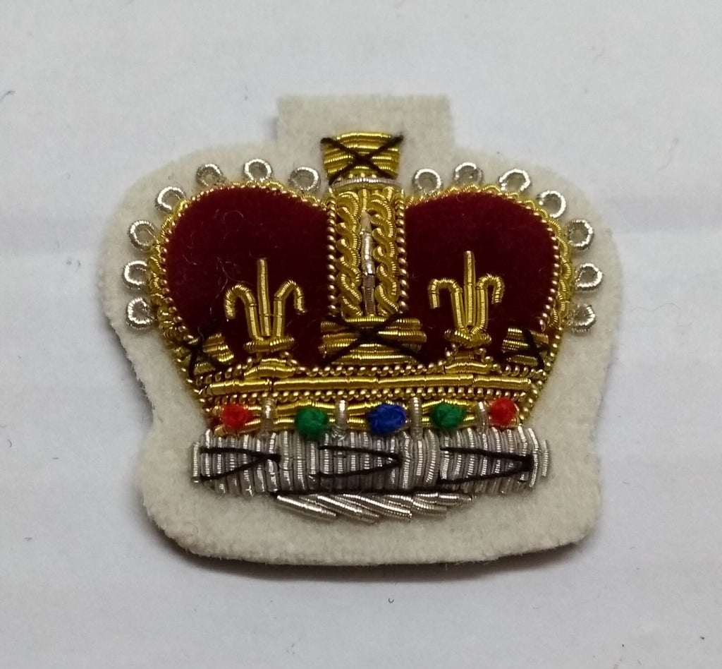 Staff Sergeant Crown No1 SSGT White British Army Hand Embroidered Arm Patch
