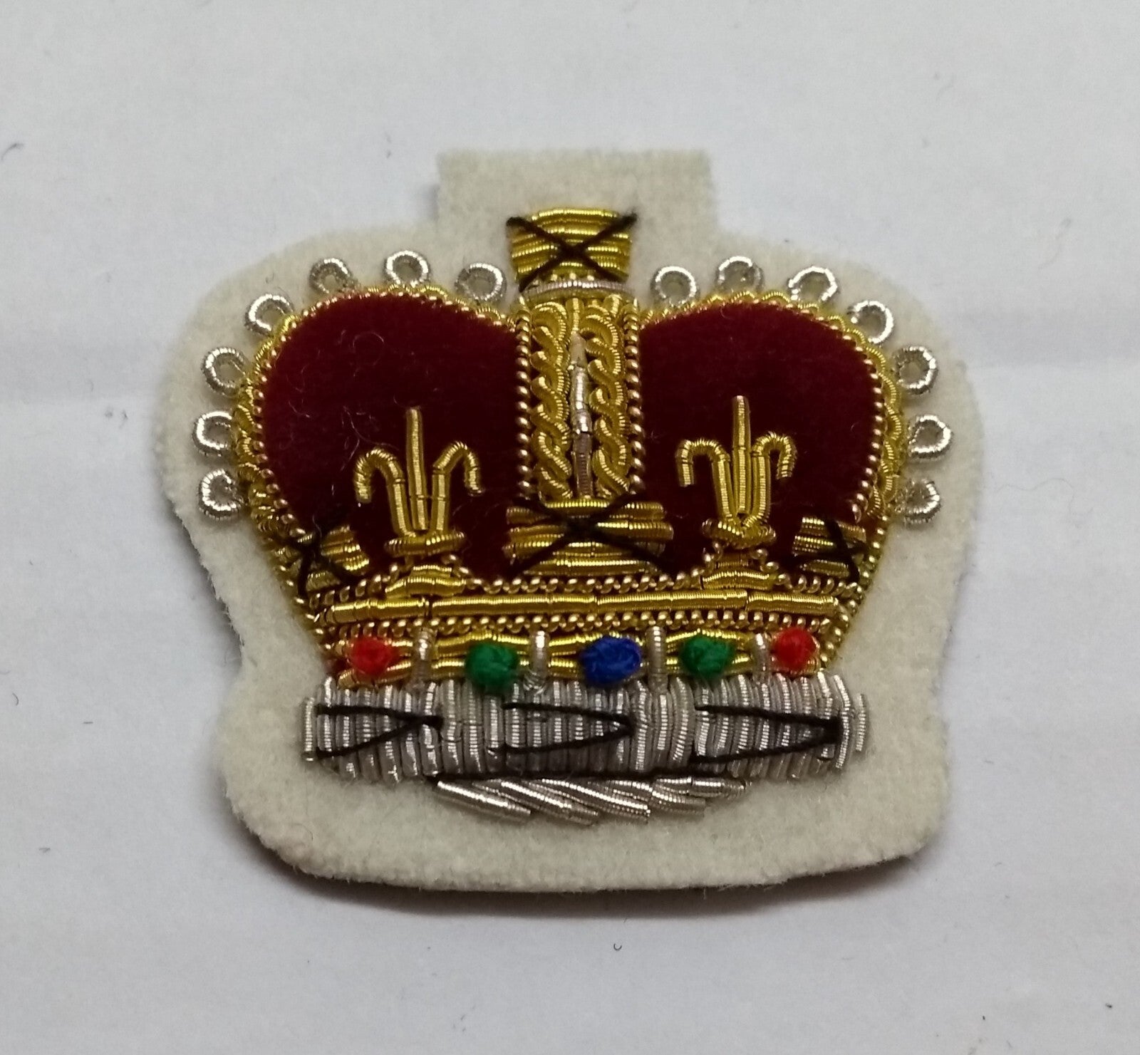 Staff Sergeant Crown No1 SSGT White British Army Hand Embroidered Arm Patch