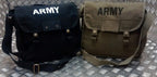 ARMY Style Canvas / Haversack / Satchel Shoulder Bag Black or Green - NEW