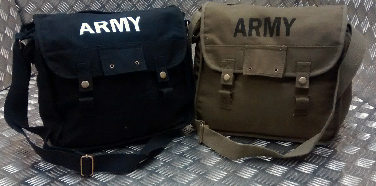 ARMY Style Canvas / Haversack / Satchel Shoulder Bag Black or Green - NEW