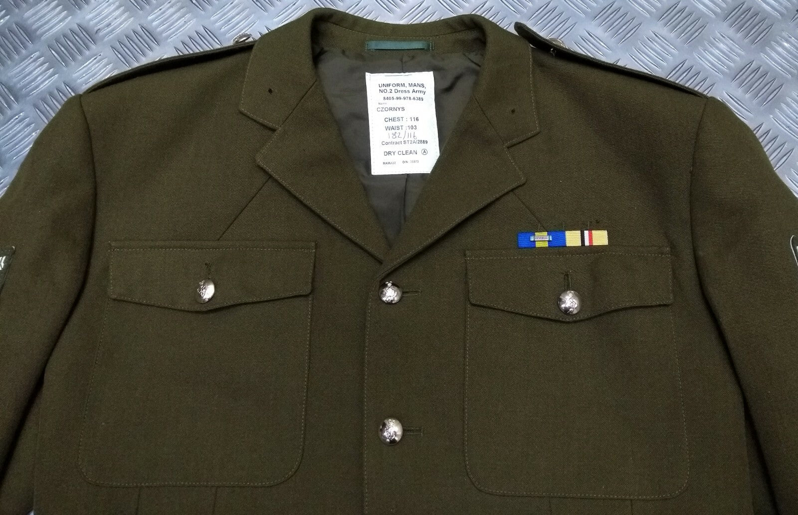 British Army No2 REME Regiment Dress Jacket Fully Buttoned With Insignia Patches EBYT989
