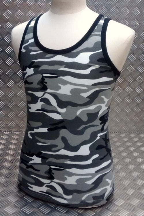 100% Cotton Urban / Winter Camo Sleeveless Vest Singlet Tank Top All Sizes - NEW