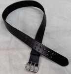 2" Utility Belt Full Grain Lined Leather Nickel Plated Double Prong Buckle