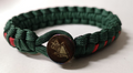 Red and Green Paracord Bracelet Wristband with Irish Harp Insignia Metal Button