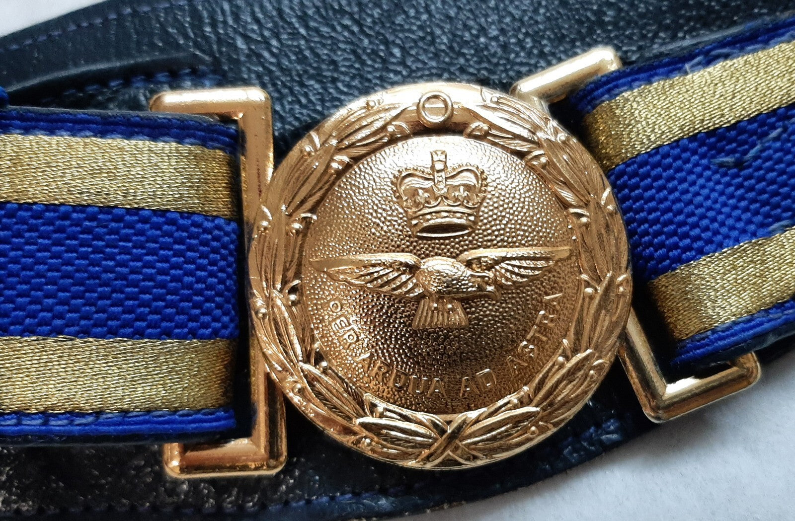 RAF Royal Air Force Ceremonial Belt PER ARDUA AD ASTRA Buckle With Slings 44"