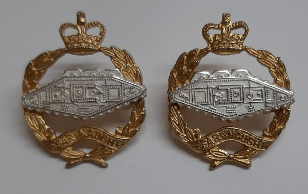 RTR Officer's Insignia Badge Royal Army Tank "Fear Naught" Collar Badges 1 Pair